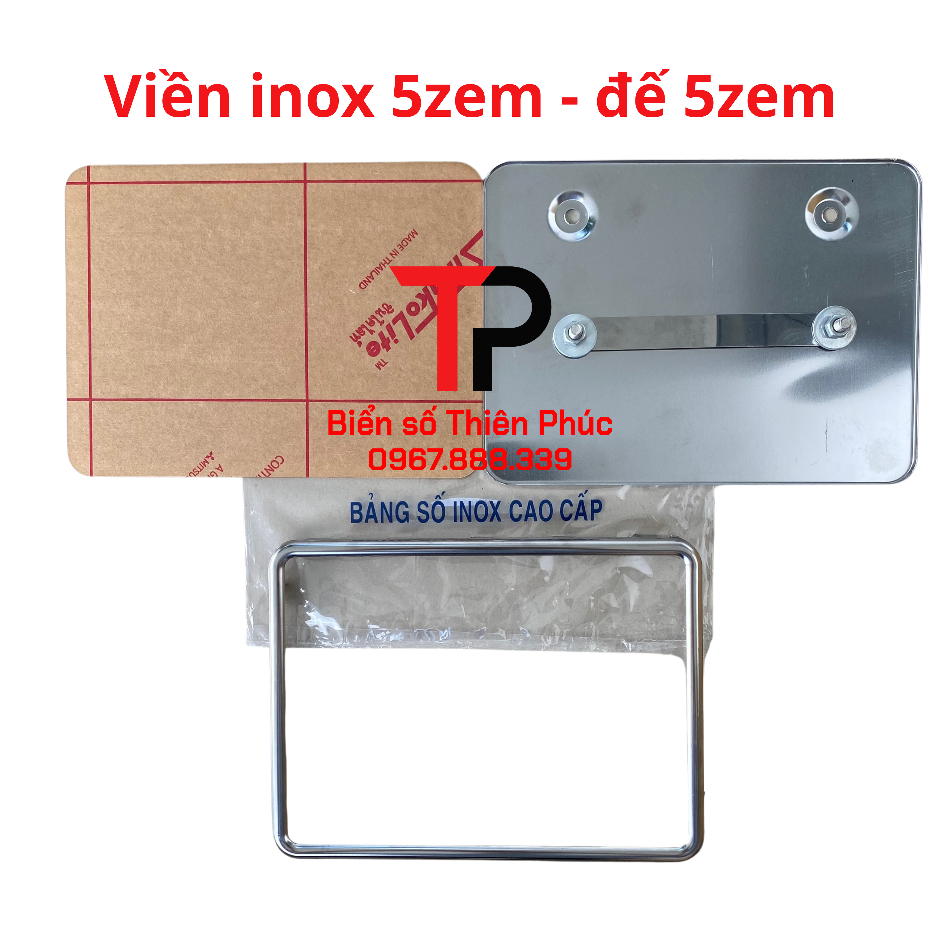 BỘ KHUNG BIỂN SỐ XE MÁY INOX VIỀN TRƠN TRẮNG